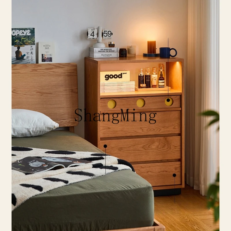 

ZYY cherry wood retro small apartment bedroom living room solid wood locker multi-functional storage cabinet