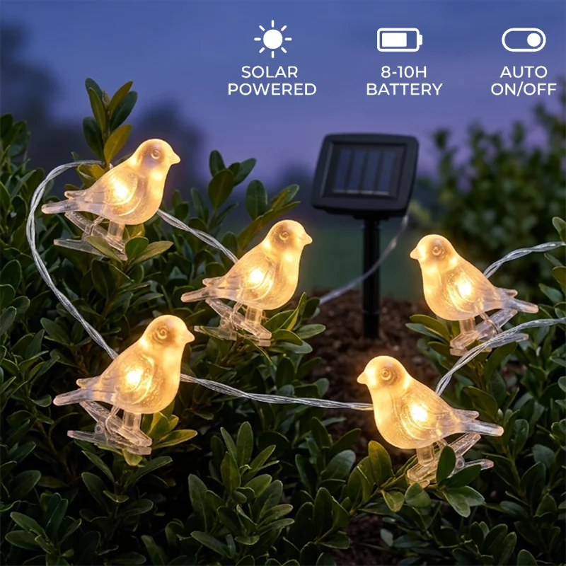 

New Solar Bird Light String Outdoor Waterproof Fairy Lights for Courtyard Villa Garden Balcony Luminous Decoration