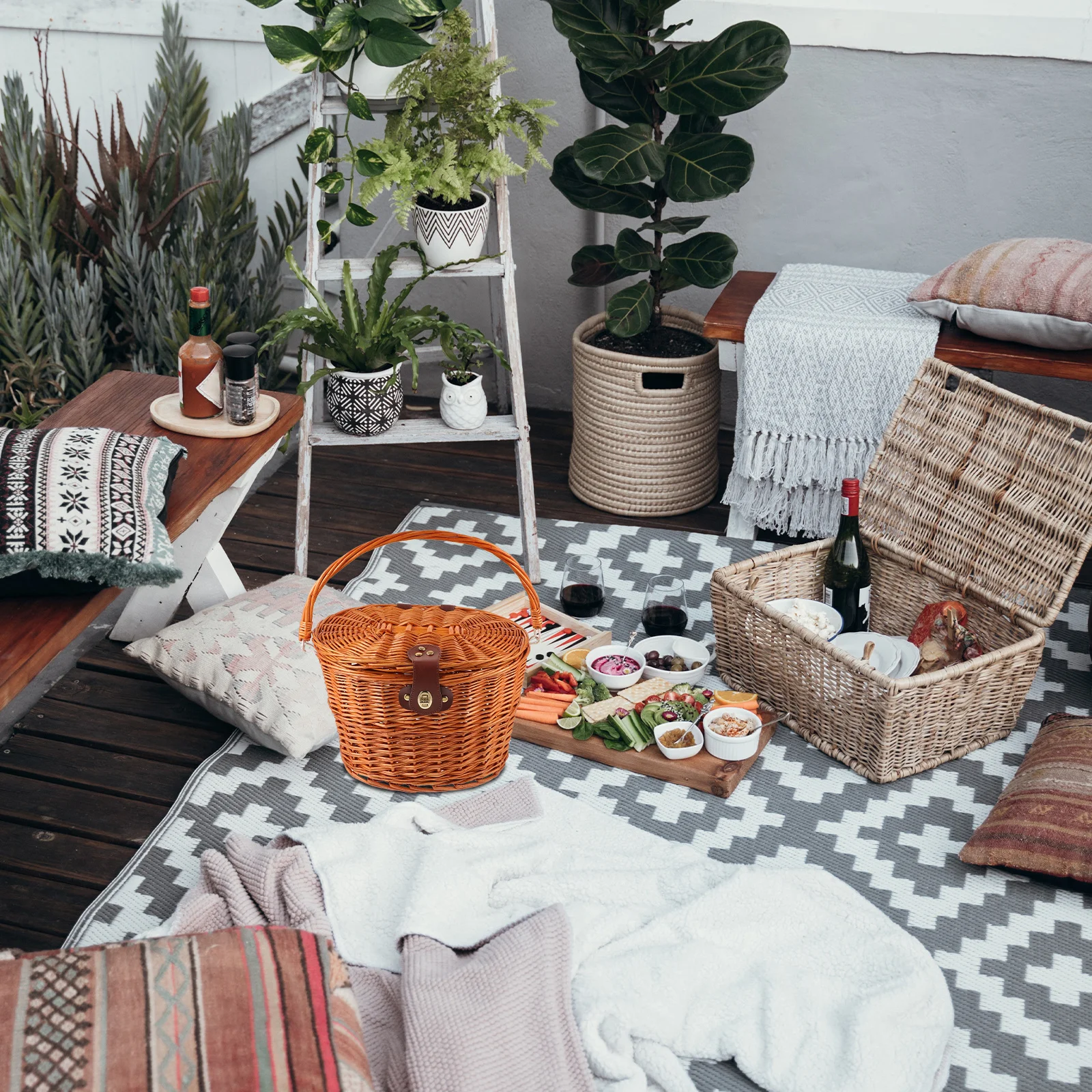 

Wicker Front Handlebar Bike Basket Brown Large Capacity Natural Rattan Bicycle Front Rack Basket For Picnic Books Daily