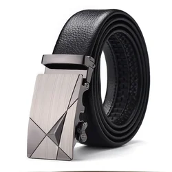 Men's belt automatic buckle with lychee pattern belt, business clothing accessories and gifts