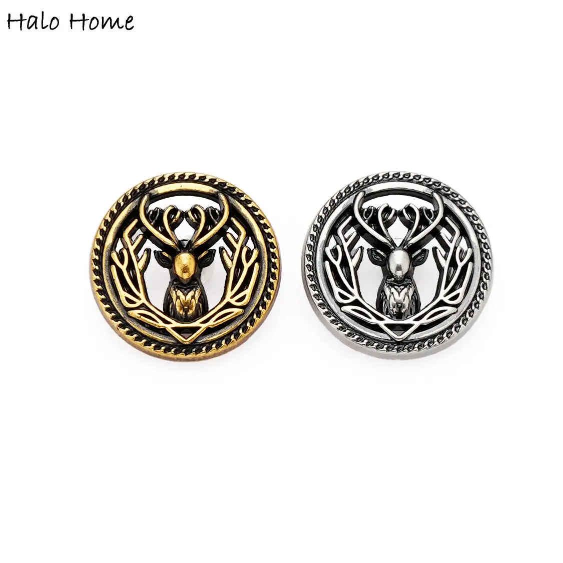 

5pcs hollow-out deer head Nomad style Metal Button with for Coat Jacket Sewing Craft Scrapbooking DIY 18/23mm