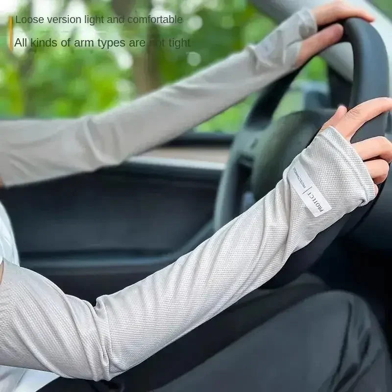 Large Size Ice Sleeves for Men's Sun Protection Japanese Summer Outdoor UV Protection Loose Arm Sleeves Driving Outdoor Gloves