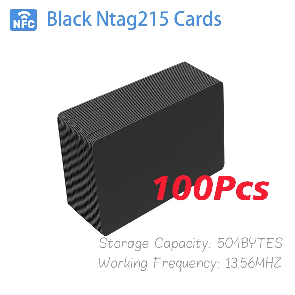 100pcs Black Color NFC Card Rewritabl 504 Bytes NFC Cards NFC Business Card NFC 215 Cards NFC Ntag215 Cards Blank NFC Cards
