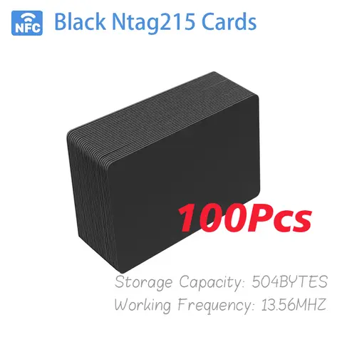 100pcs Black Color NFC Card Rewritabl 504 Bytes NFC Cards NFC Business Card NFC 215 Cards NFC Ntag215 Cards Blank NFC Cards