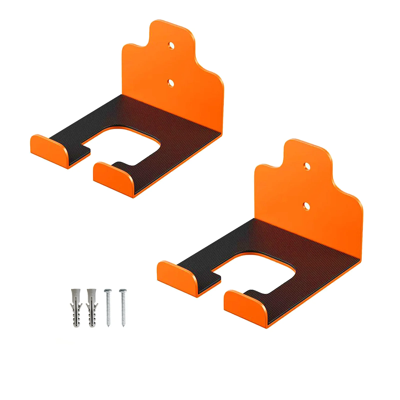 Wall Mounted Tool Organizer Rack Set of 2 for Gardening Equipment Carbon Steel Construction Black Orange Finish