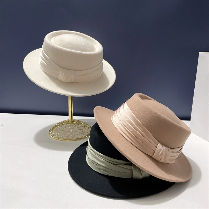 

New Fedora Hat For Women Men 100% Australian Wool Felt Wide Brim Hat Vintage Jazz Hat Cap Winter Chapeau Church Wedding Hat