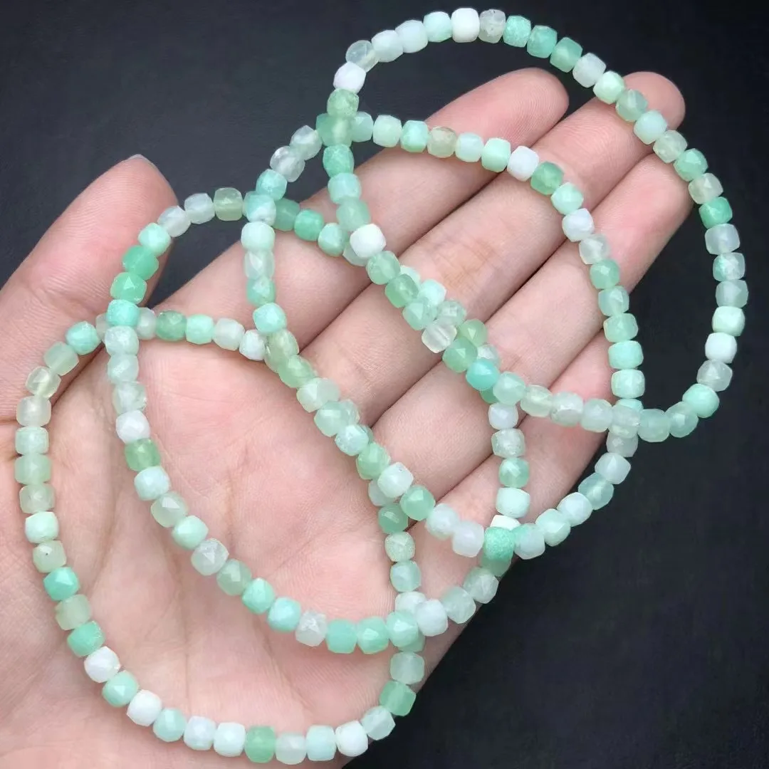 Unit One Bracelet 4mm Good Sale Natural Australia Jade Crystal Healing Square Candy Bead Bracelet