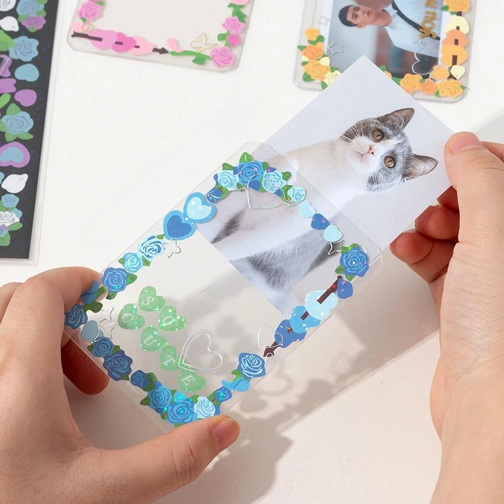 KPOP Hologram Rose Sticker - Cute Korean Style Deco Seal in Various Colors - Shiny & Romantic for Toploaders and Scrapbooking