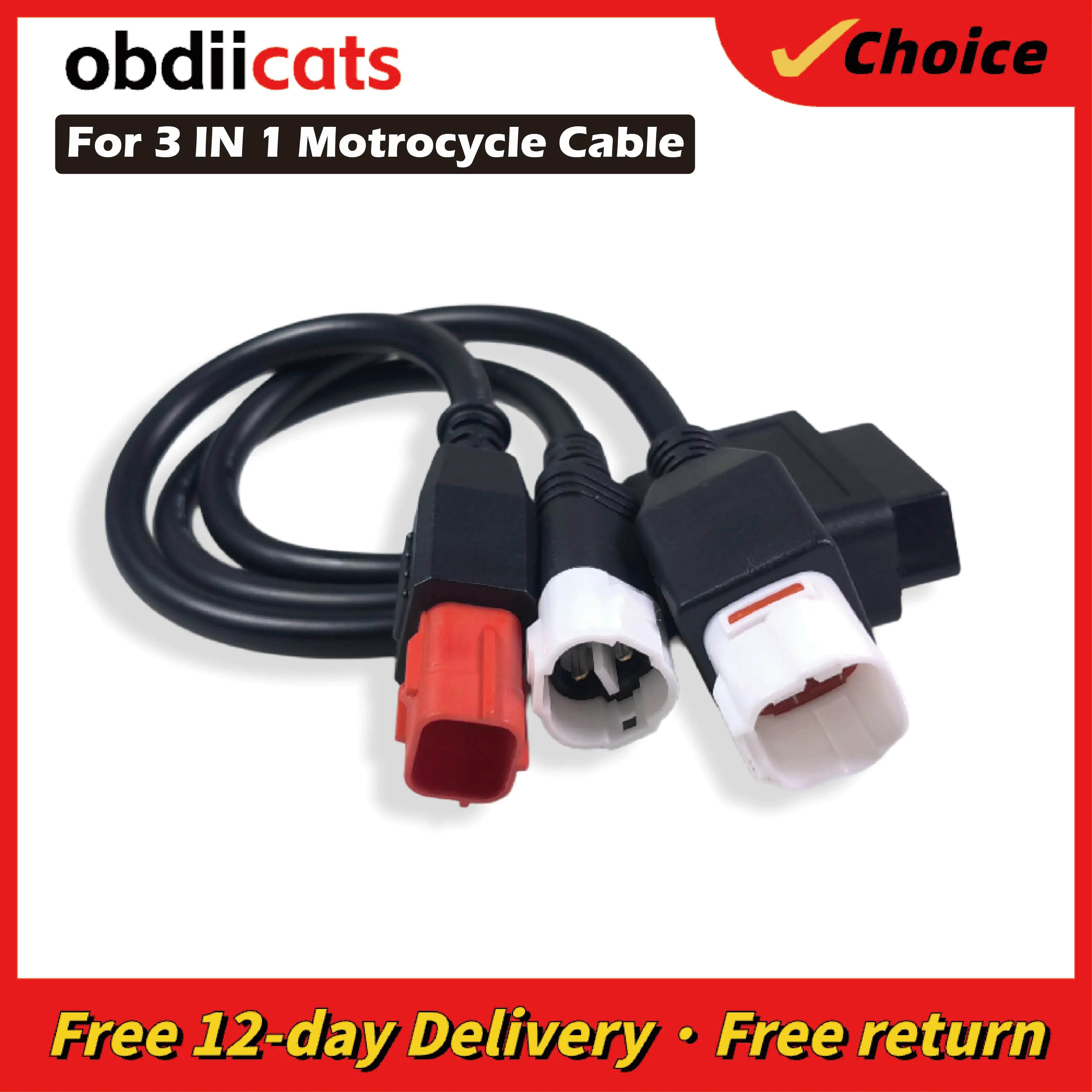 3 IN 1 Motorcycle Cable for Honda 6PIN FOR Yamaha 3pin 4pin Motorbike Cable Adaptors OBD2 Diagnostic Cable Connector