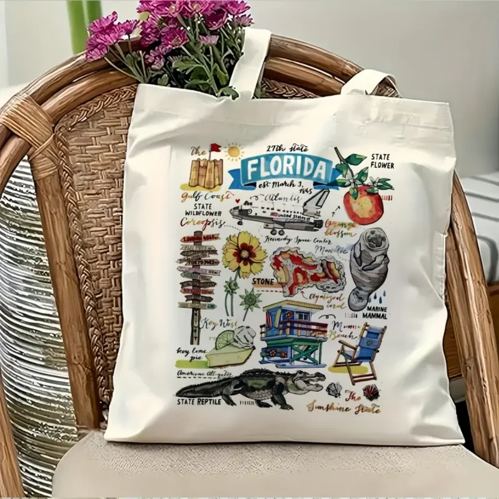 

San Francisco Classic City Attraction Sketch Canvas Tote Bag Shopper Bag For Outdoor Travel Daily Errands Carry Handbag