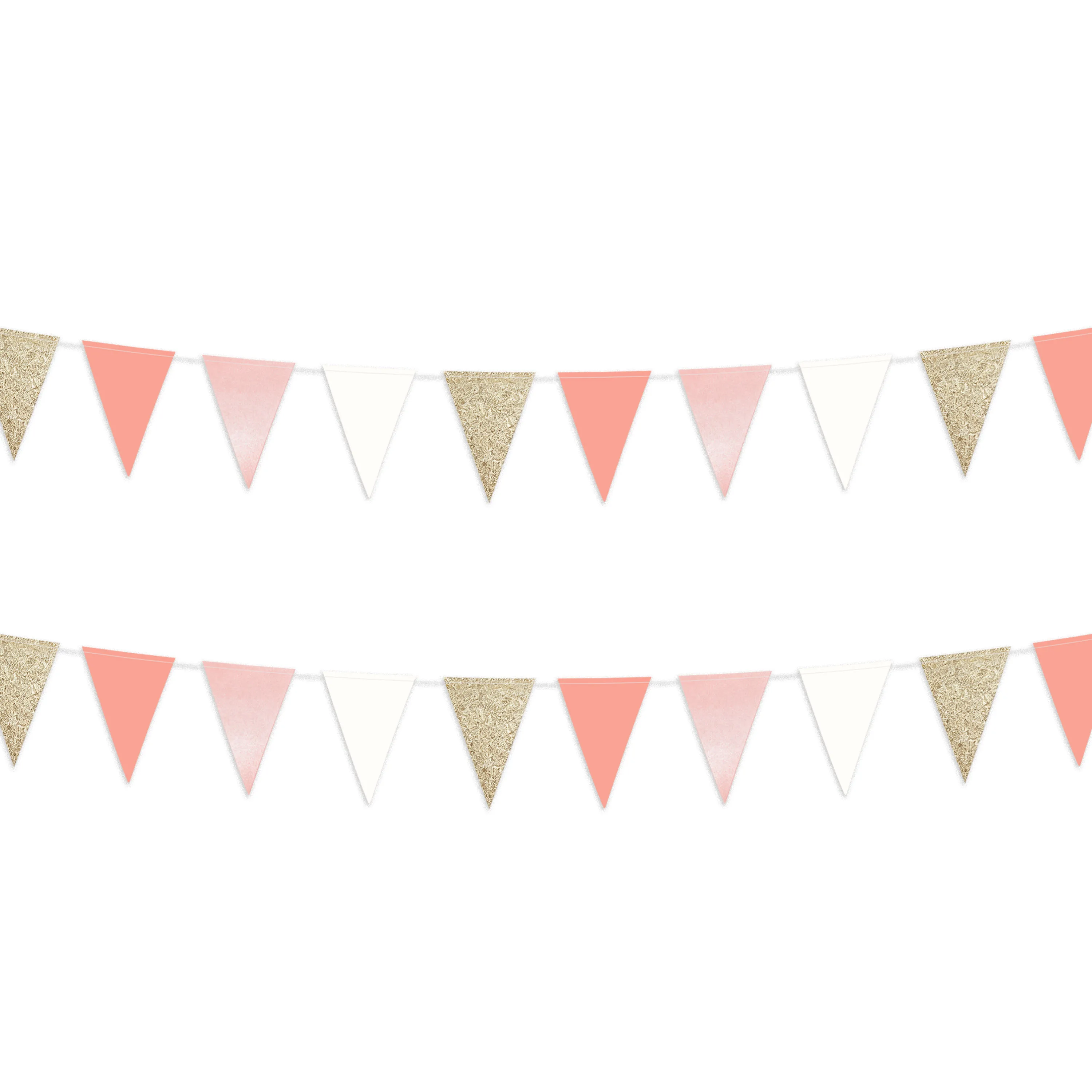 10ft Vintage Wimpelbanner Roségold Rosa Partydekorationen Papier Dreiecksflaggen Wimpelkette für Boho Babyparty Mädchenzimmer Kinderzimmer – Detail 6