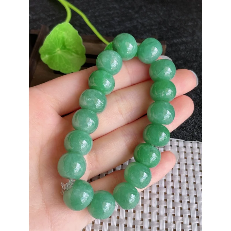 

Myanmar Natural a Jade Bracelet Bead Ice-like Full Green as Right as Rain 17 69.68G