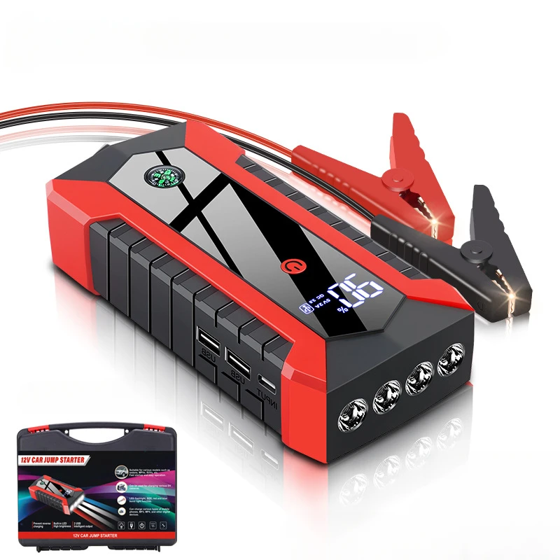 12V Car Battery Jump Starter Power Bank Portable Car Battery Booster Charge Starting Device Emergency Light Articles For Auto