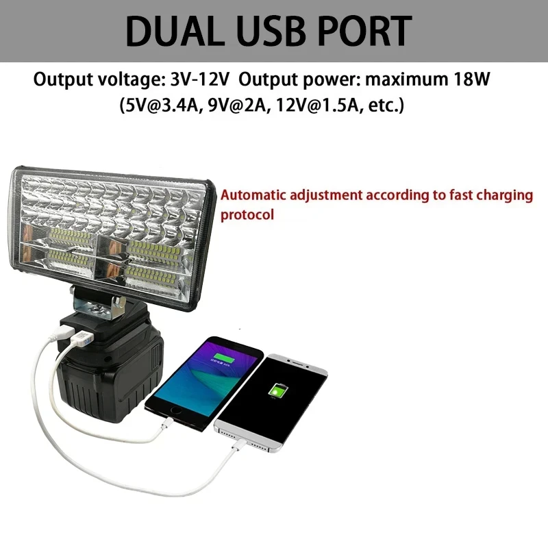 3/4/5/8Inch Led Light Portable Spotlights Cordless Outdoor Work Fishing Handheld Emergency Tool Light Fit 20v Makita Batteryt