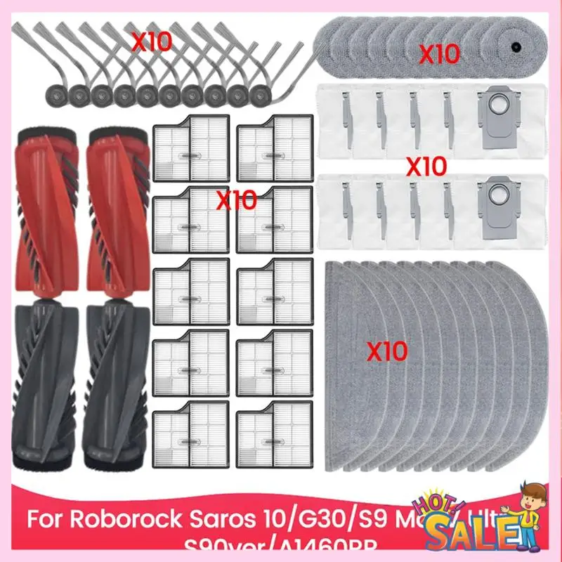 

For Roborock Saros 10/G30/S9 Maxv Ultra/S90ver/A1460RR Spare Parts Main Side Brush Filter Mop Cloth Dust Bag