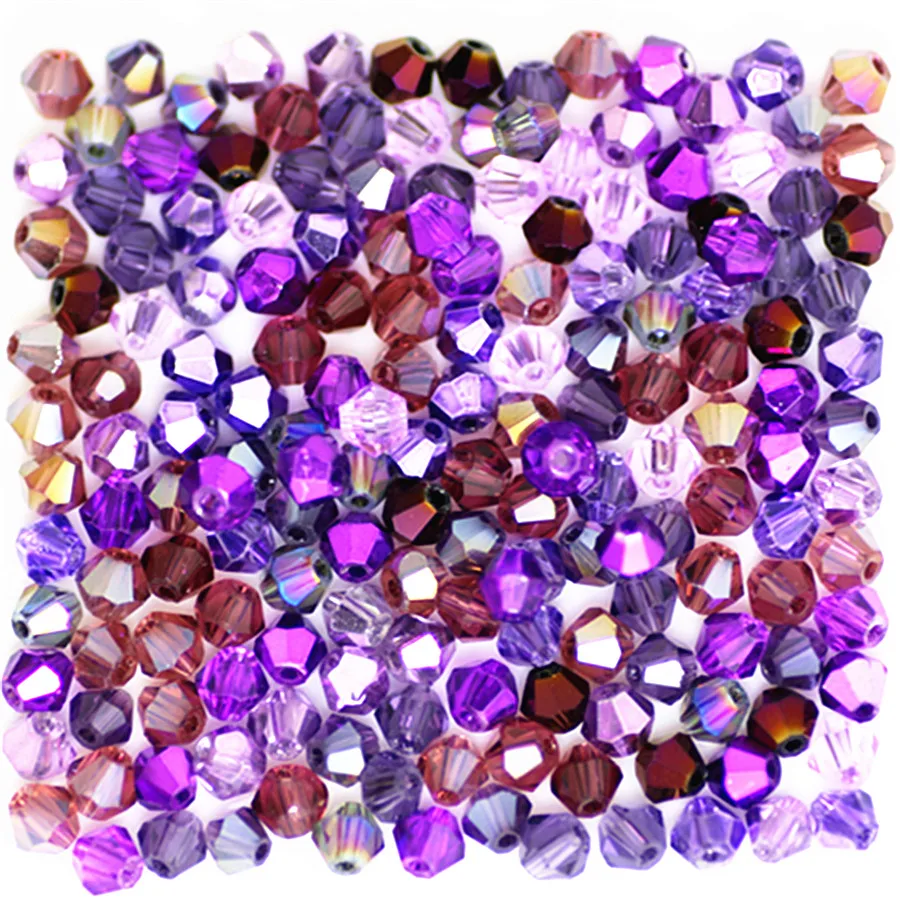 100pcs 4mm Bicone Austria Crystal Bead Charm Glass Bead Loose Spacer Bead for DIY Faceted Jewelry Making