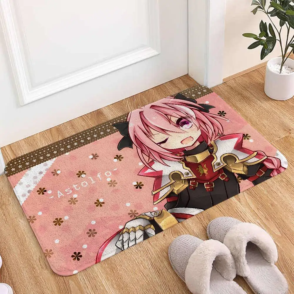 Astolfo Anime Girl Floor Mat Printed Flannel , Suitable For Bathrooms, Kitchens, Entrances, And Other Decorate Home