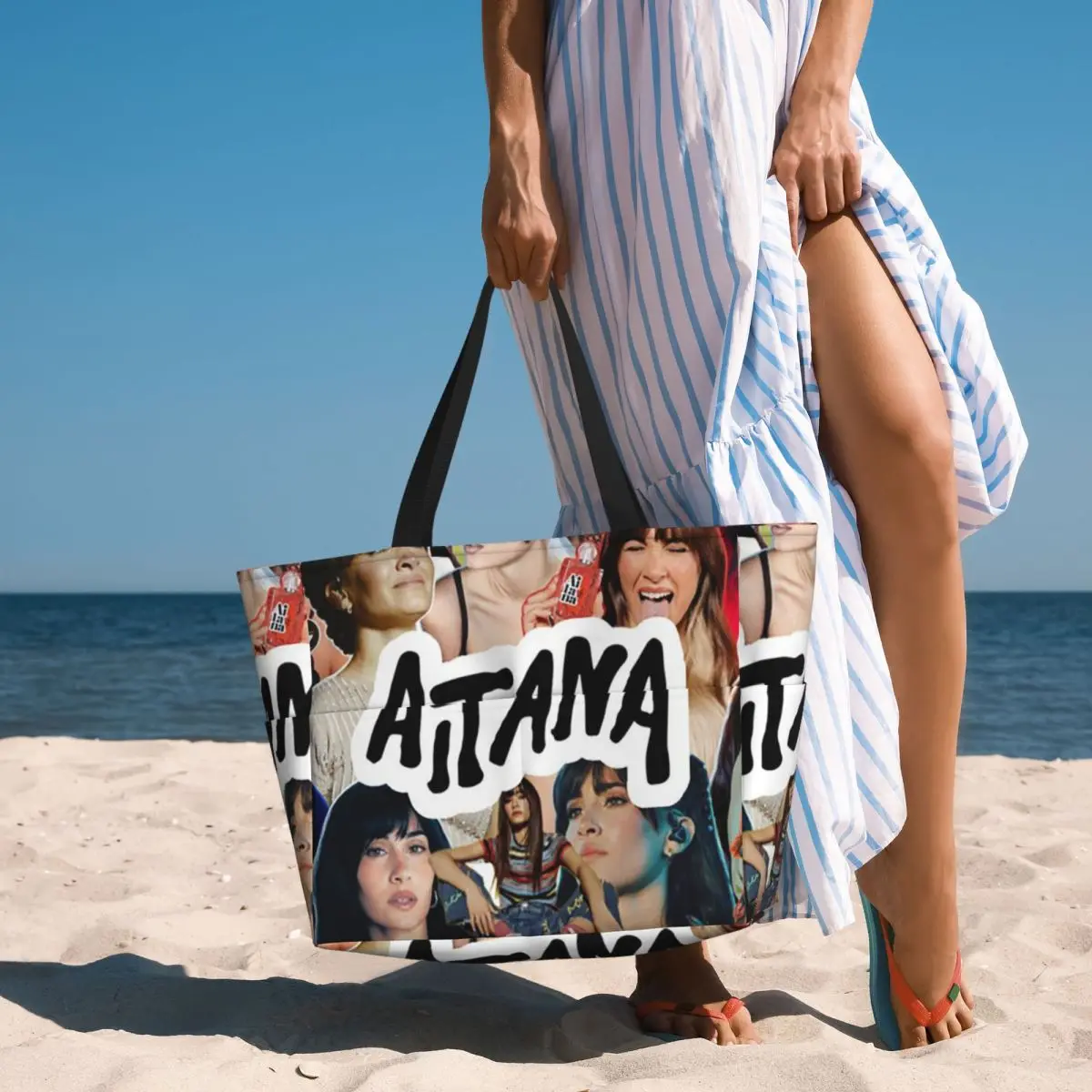 

Beauty Aitana Spanish Singer Beach Tote Bag Sport Gym Yoga Duffle Large Tote Bag Women Travel Bag Fitness bag