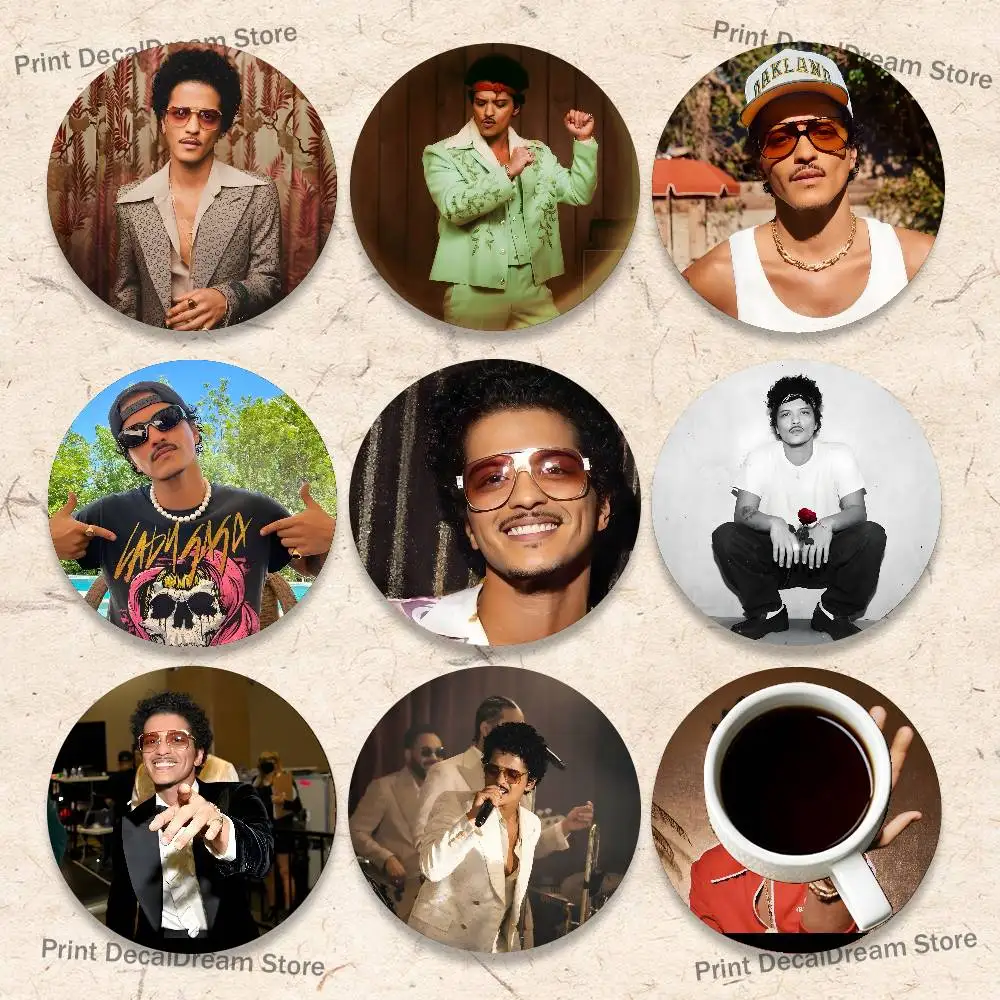 

B-Bruno Mars 24K Magic Vintage Wood Coaster Set - Heat Resistant For Tea & Coffee, Home Cafe Decor Holiday Gift