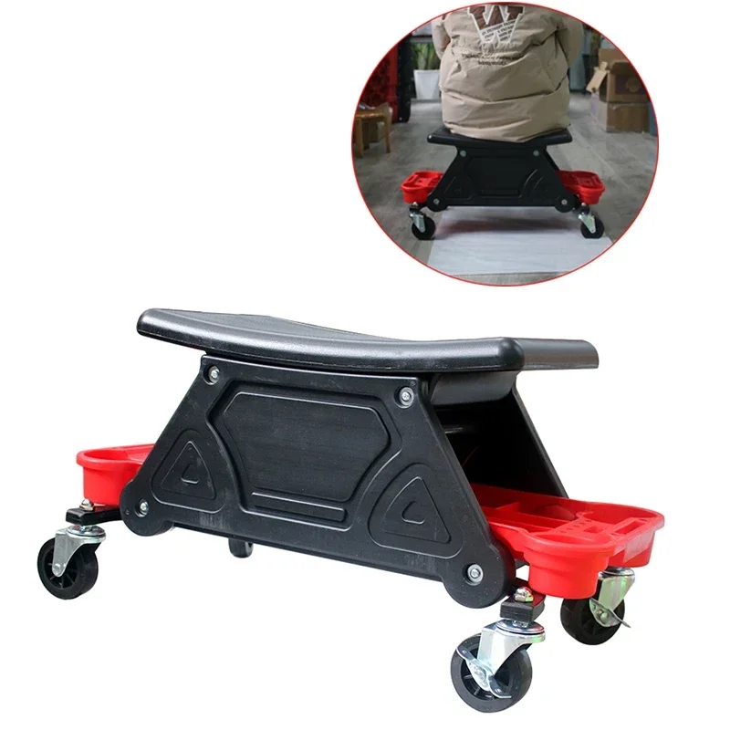 

Work Tool Storage Stool with Wheel Multifuncational Bench for Automobile Beauty Polishing Car Wash Outdoor Garden Working