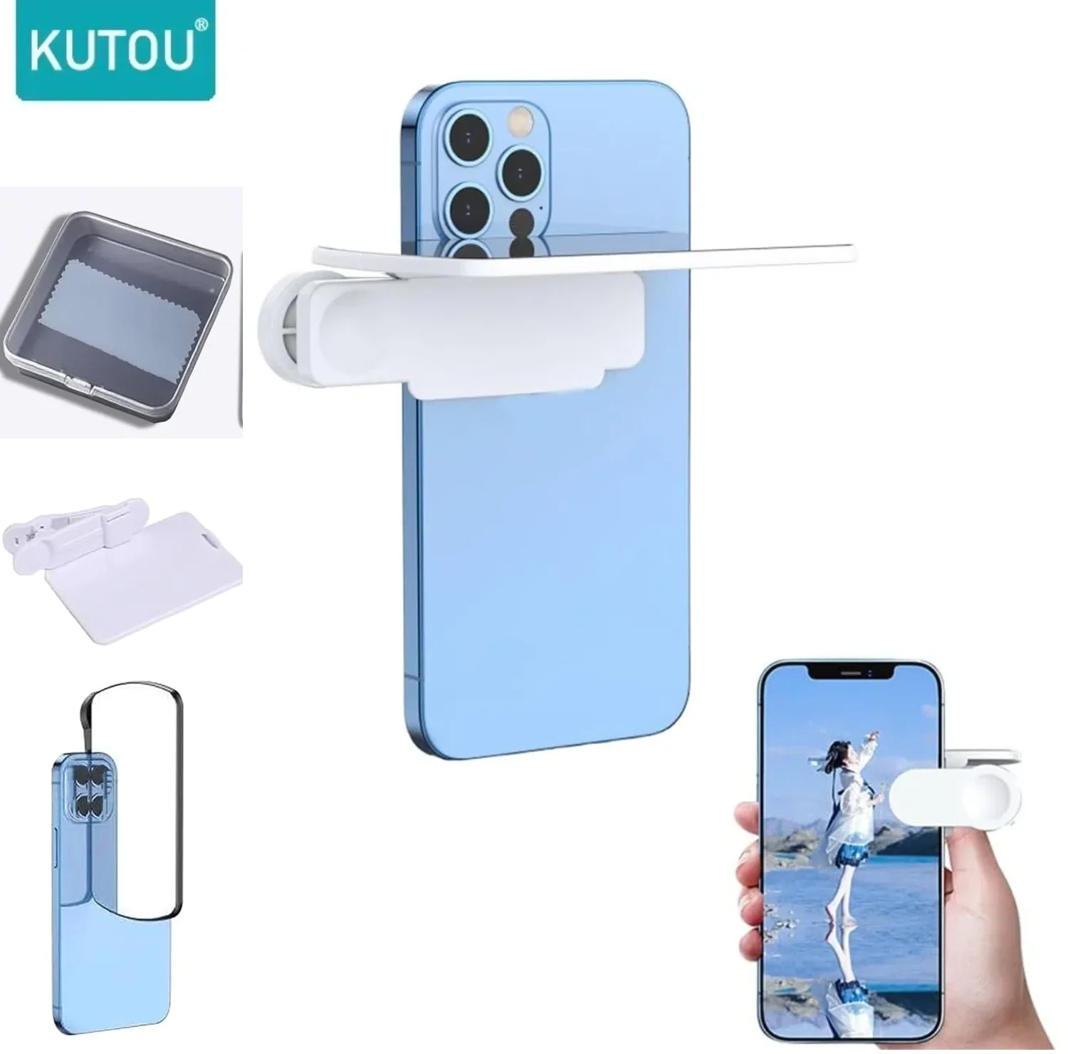 

Kutou Smartphone Camera Mirror Reflection Clip Kit Phone Camera Shooting Reflection Mirror Adjustable High Definition