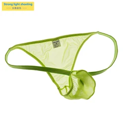 Ultra-thin low waist men's mesh transparent briefs three-dimensional large bag bag hip mesh sexy underwear