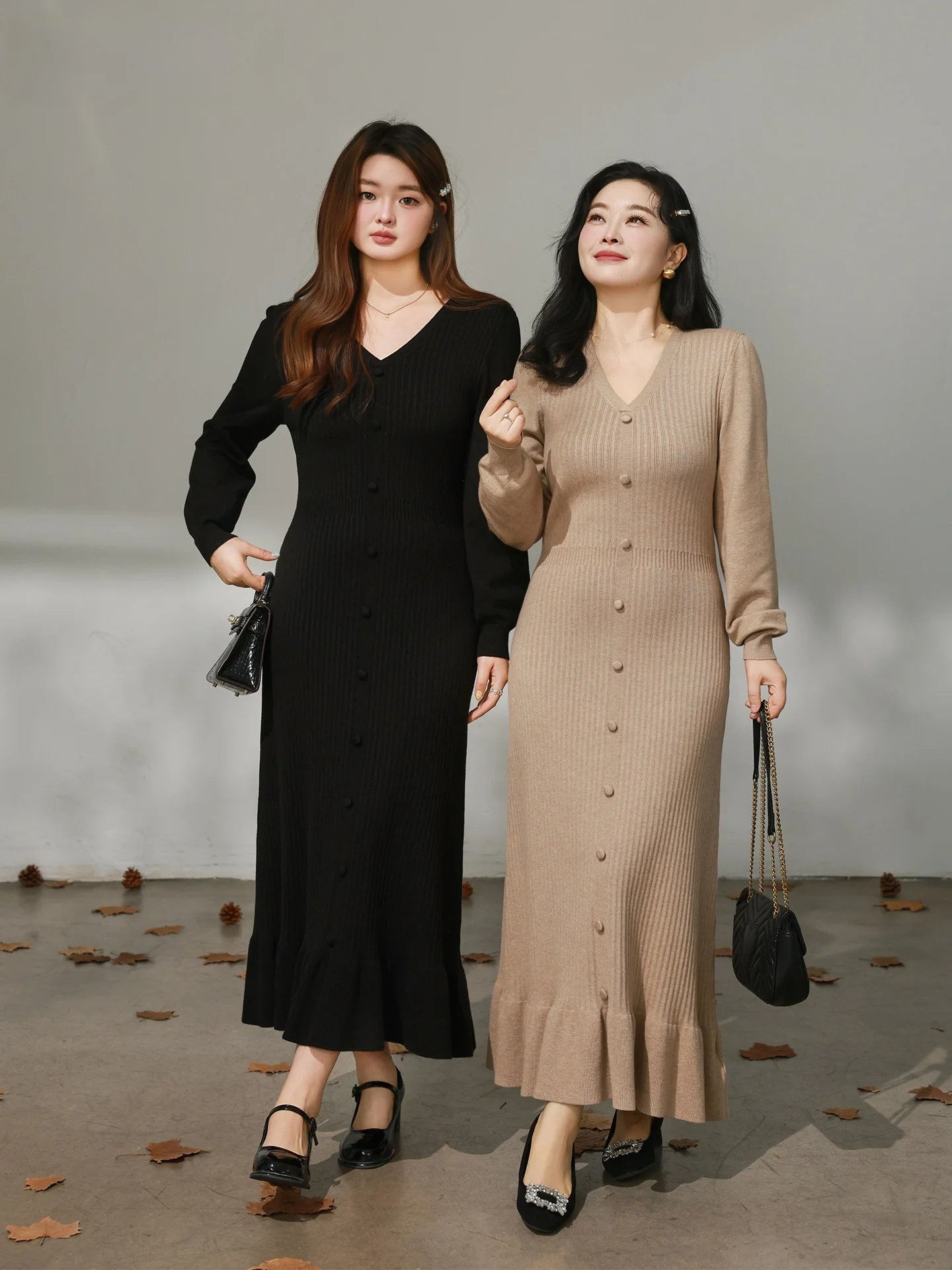 

Вязаный свитер с V-образным вырезом для полных женщин, осенне-зимняя повседневная модная коллекция, длинный рукав...