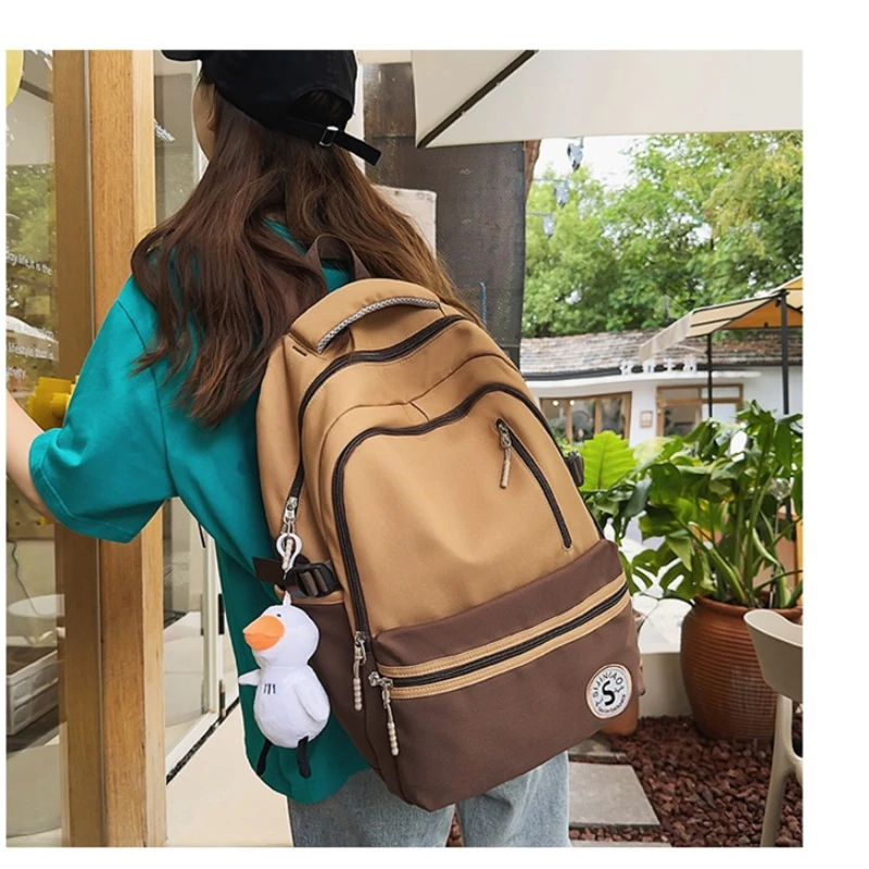 

Teenage Student Backpack Female Contrast Color Junior High School Students Backpack Retro College Students Leisure Design