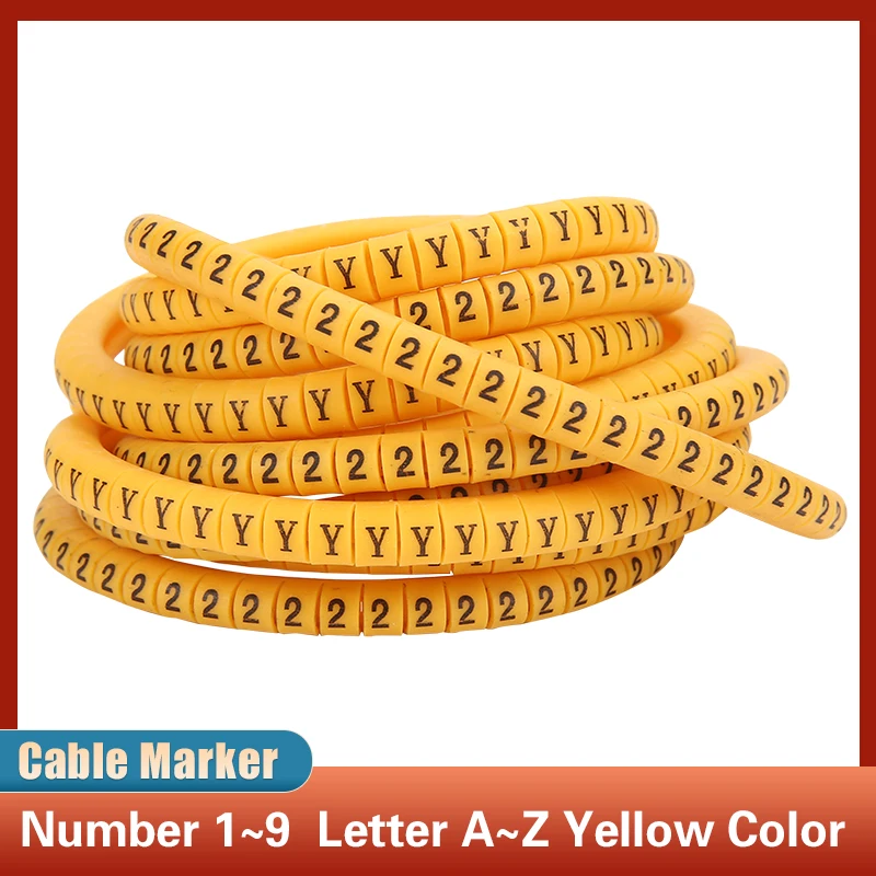 Cable marker PVC EC-0 EC-1 EC-2 EC-3 Cable Wire Marker Number 0~9 Letter A~Z Yellow color PVC cable markers insulation marker