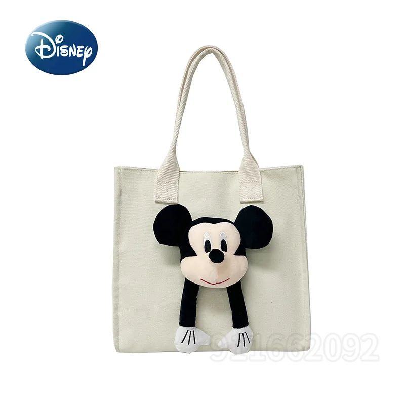 

Новая женская сумка с Микки Диснеем, однотонная модная женская сумка на плечо, милая кукла с героями мультфильмов, повседневная холщовая женская сумка для хранения