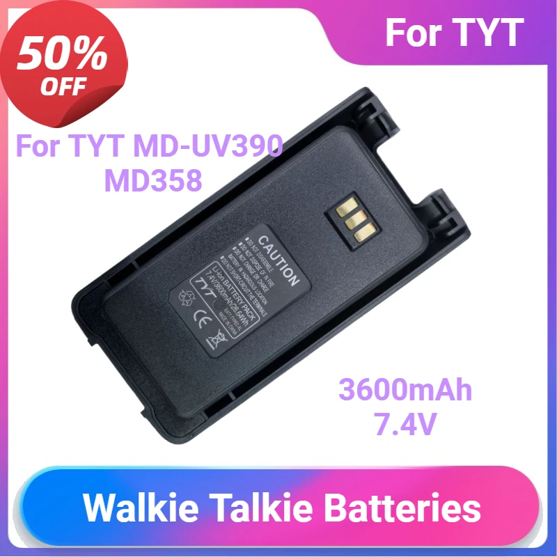 

Walkie Talkie Batteries For TYT MD-UV390 MD358 Walkie Talkie Battery with TYPE-C Charging Port Large Capacity 3600mAh
