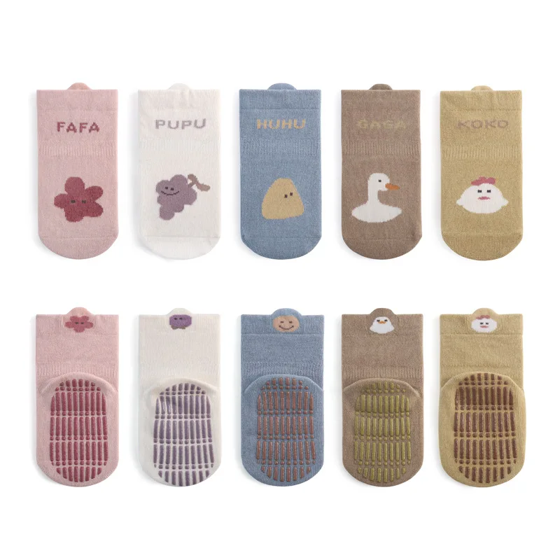 5 Pairs/Lot Autumn Baby Toddler Anti-slip Socks Children\'s Cartoon Indoor Playing Floor Socks 0-5Y