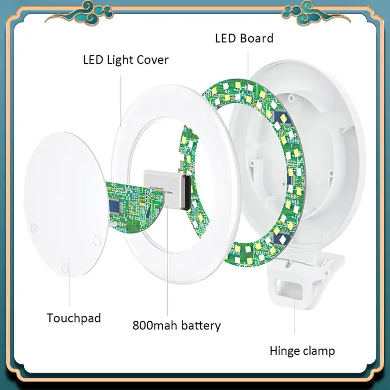 (New)-Selfie Light Clip LED Video Light For Phone/Laptop Portable Clip Camera Light With Dimmable 3500-8000K Travel Ring Light D