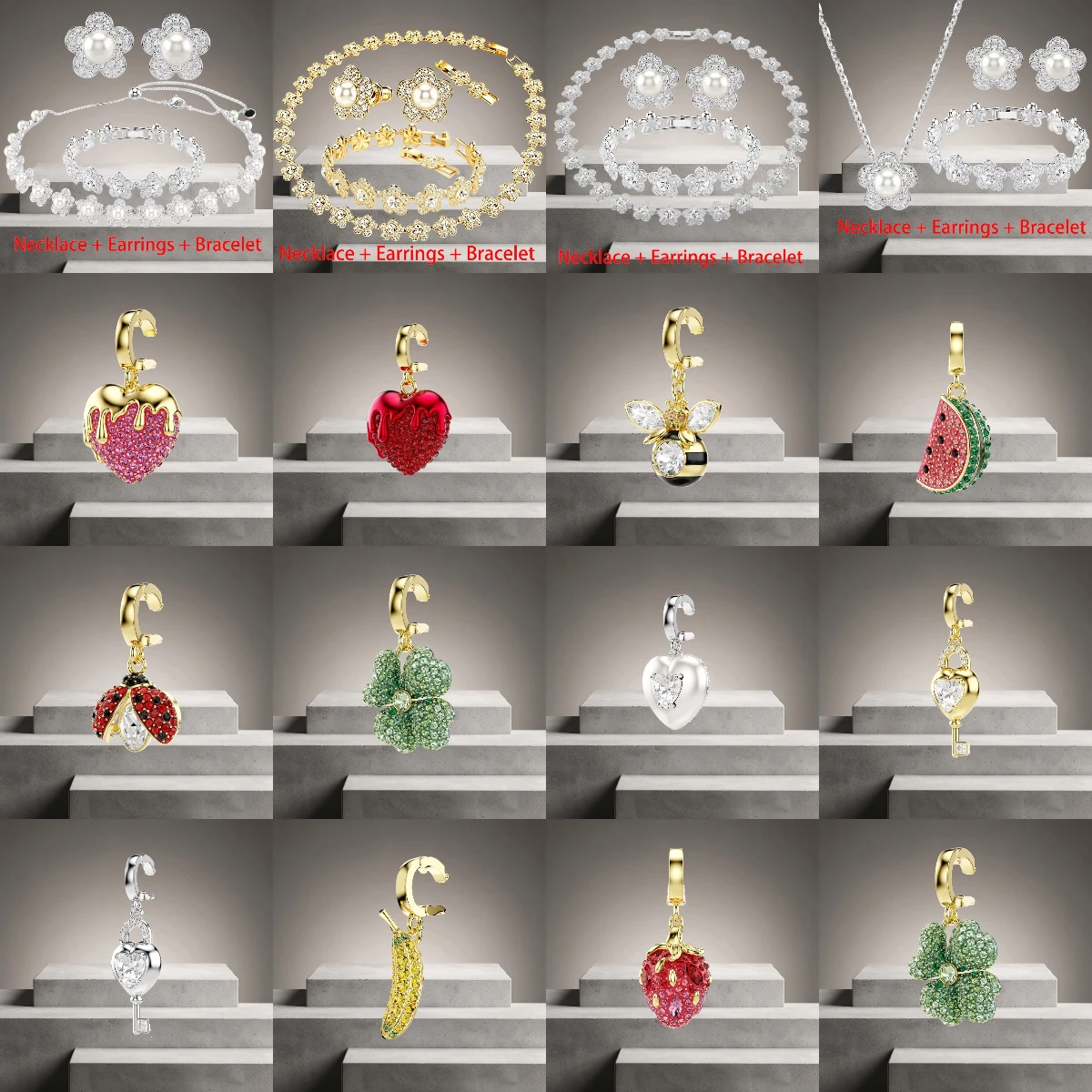 2026 New Arrival Gem Pearl Inlay Dazzling for Her Evening Gala Fashion Jewelry Niche Design Must-Have Sparkle