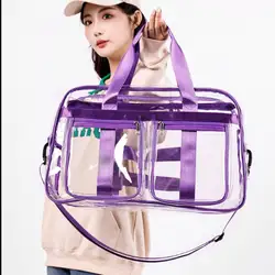 PVC 투명 여행 더플 백, 휴대용 스포츠 숄더 크로스 바디 백, 야외 하이킹 수영 투명 쇼핑 토트 핸드백