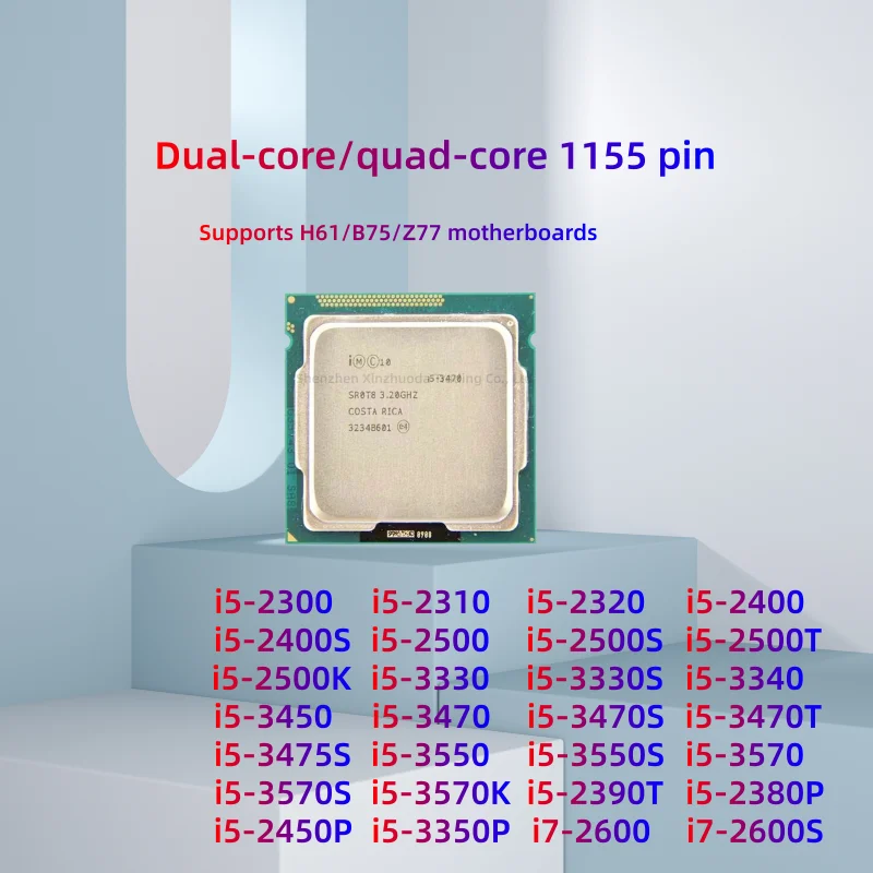 

1 piece i5-2400 2500 3450 3470 3570 i7-2600 2700K 3770 CPU Supports H61/B75/Z77 motherboards