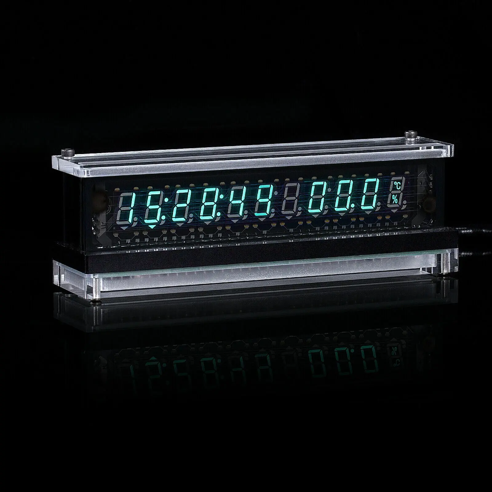 Douk Audio Retro VFD Tube Clock Large Display Home Desktop Decor Clock Ref Nixie Tube Era