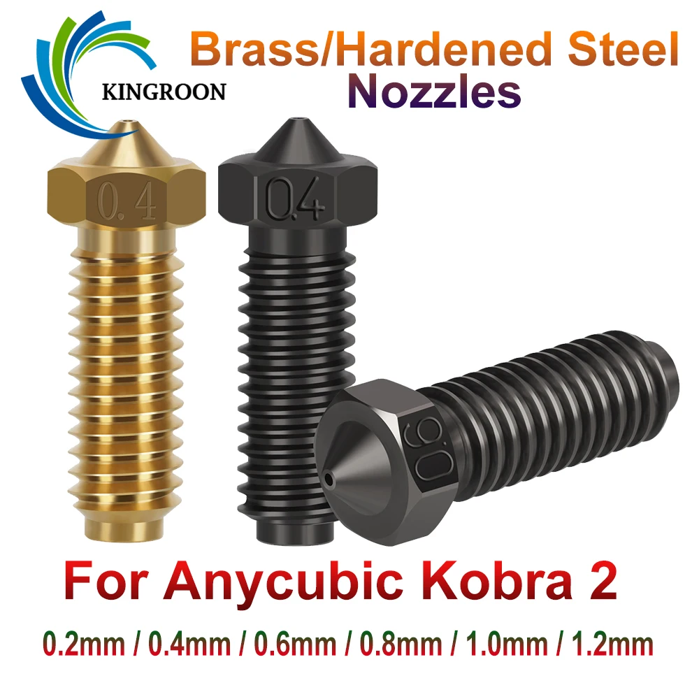 1/3/10pcs Hardened Steel Nozzles For Anycubic Kobra 2 Volcano Brass Nozzle 0.4 0.6mm High Flow High Precision 1.75mm Filament 3D