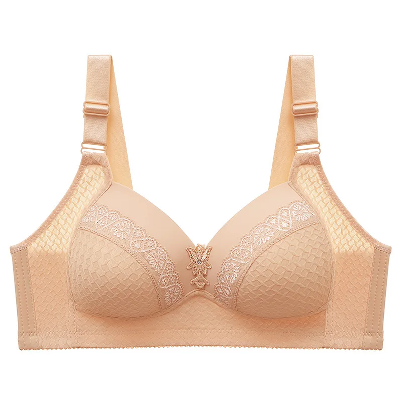 Soutiens-gorge push-up confortables pour femmes, tasse moulée fine, quatre rangées de boutons, grande taille, sans anneau en acier, sous-vêtements sexy pour femmes