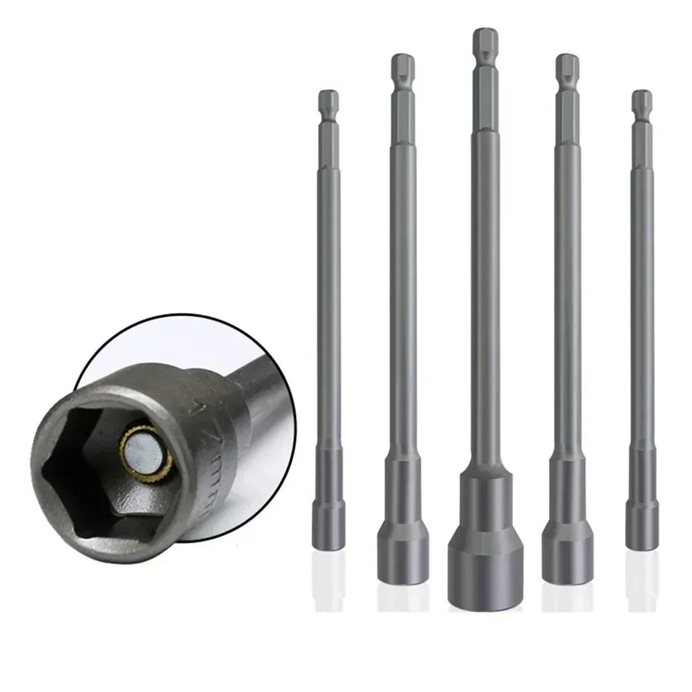 1pc 150mm soquete longo 6-19mm parafuso métrico driver conjunto de ferramentas adaptador broca 5 a 13mm haste hexagonal porca sextavada ferramenta de parafuso de soquete