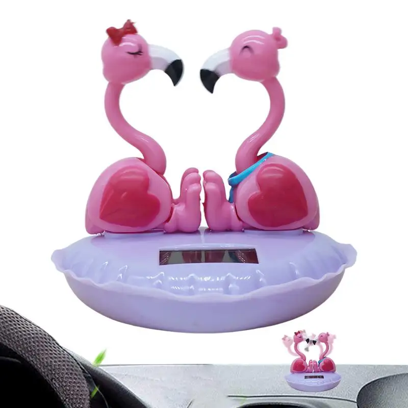 Solar Powered Dancing Flamingo Center Console Bobblehead Flamingo Car Dashboard Shaking Head Decor Valentine's Day toy