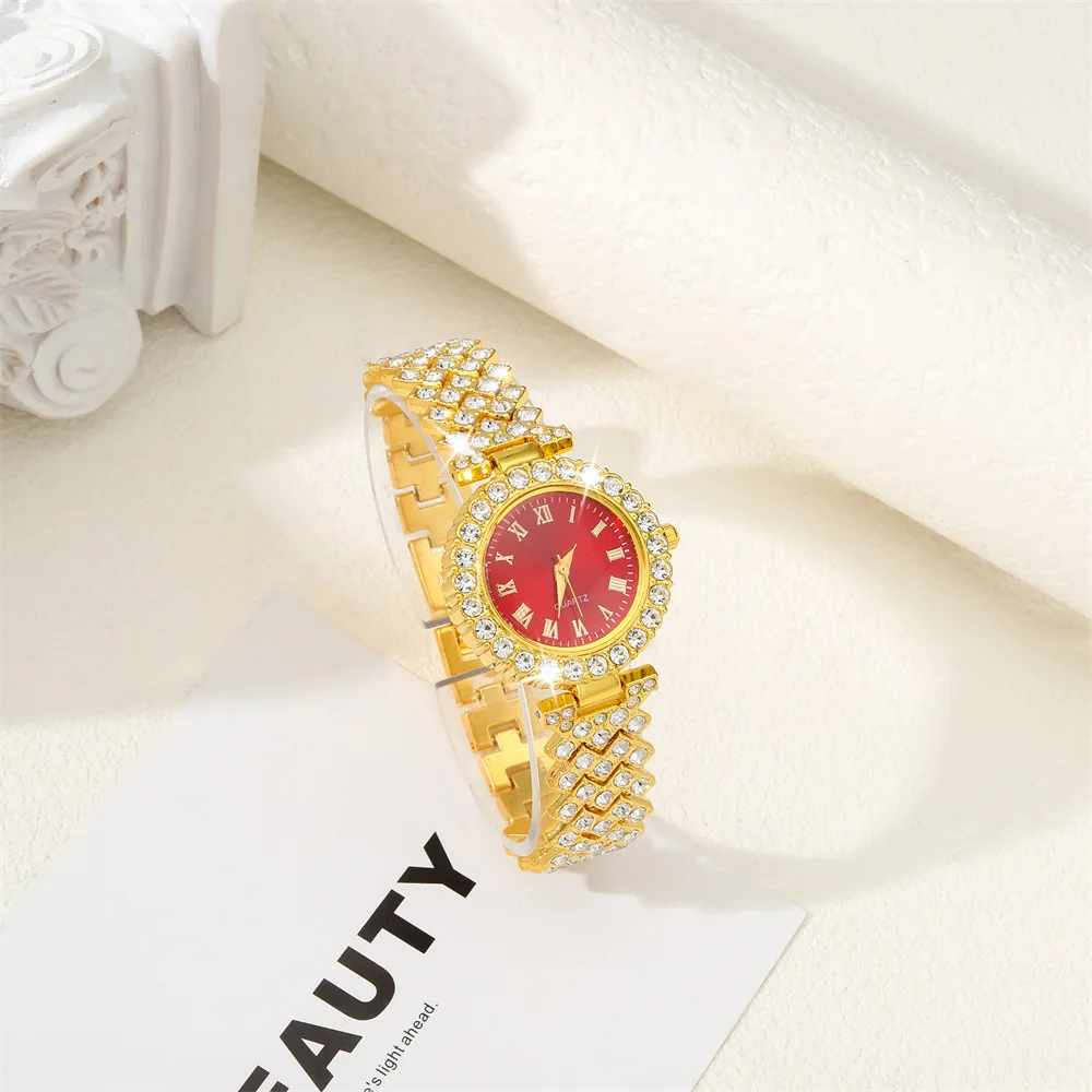 New Women's Watch Best-Selling Products Luxury Watch Luxury Brand Watch Bracelet Set Roman Numeral Dial Diamond Dial Watch