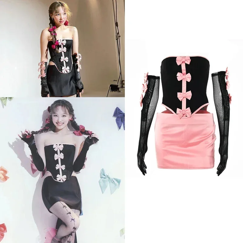 Grupo coreano Jazz Dance Dress, Kpop Hip Hop Roupas, Pink Nightclub Feminino Cantor Gogo Dancer Trajes de Palco, Roupas Rave