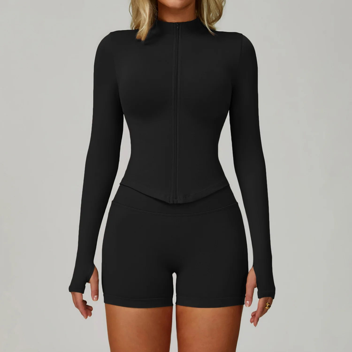 Customized LOGO women's seamless tight yoga quick-drying fitness suit outdoor running cycling sports two-piece set