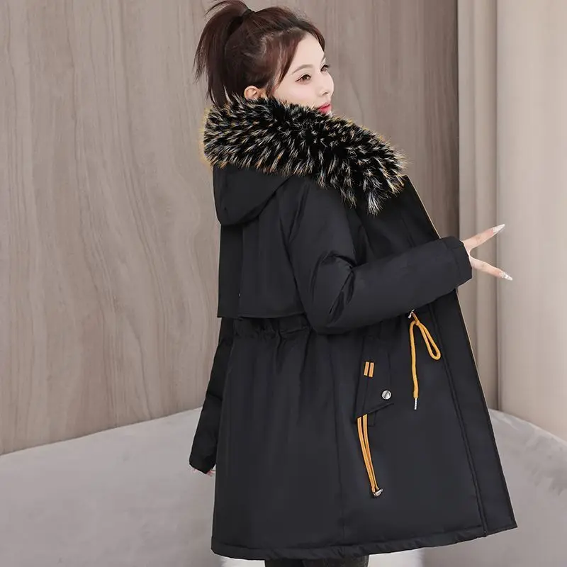 Women's large fur collar medium long 2024 cotton jacket new cotton jacket, overcoming the plush Korean version coat, winter