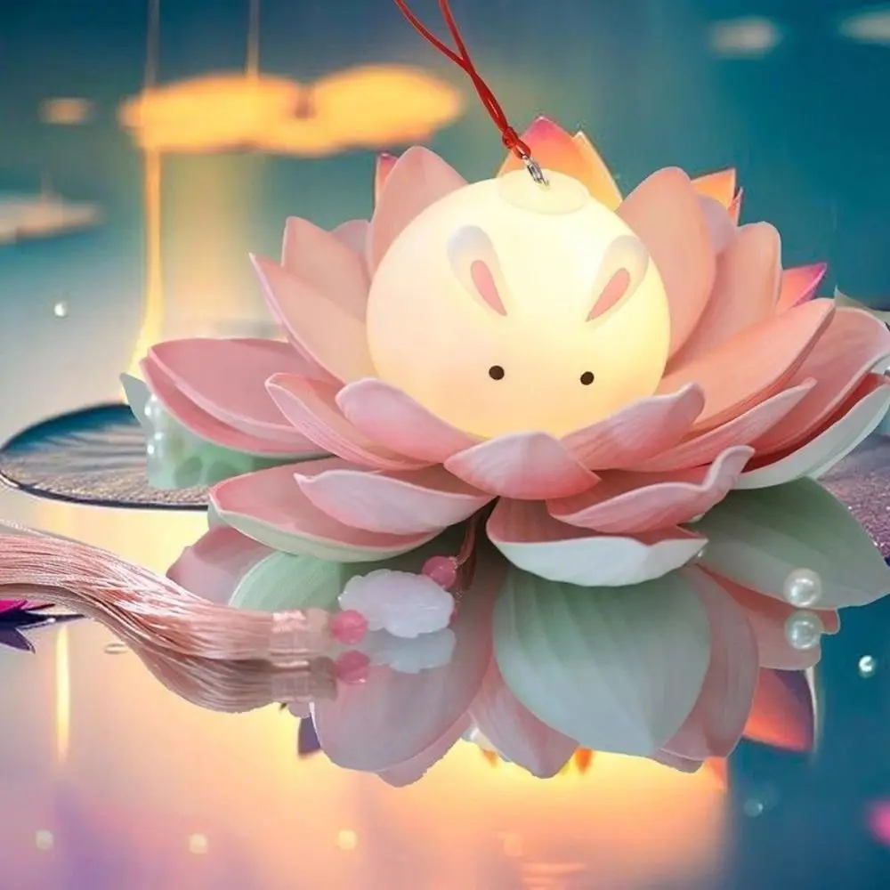 مصباح أرنب لوتس متوهج محمول باليد ، فانوس مهرجان ديي ، مصباح صغير مصنوع يدويًا ، ديكور العطلة ، هدايا الأطفال ، منتصف الخريف