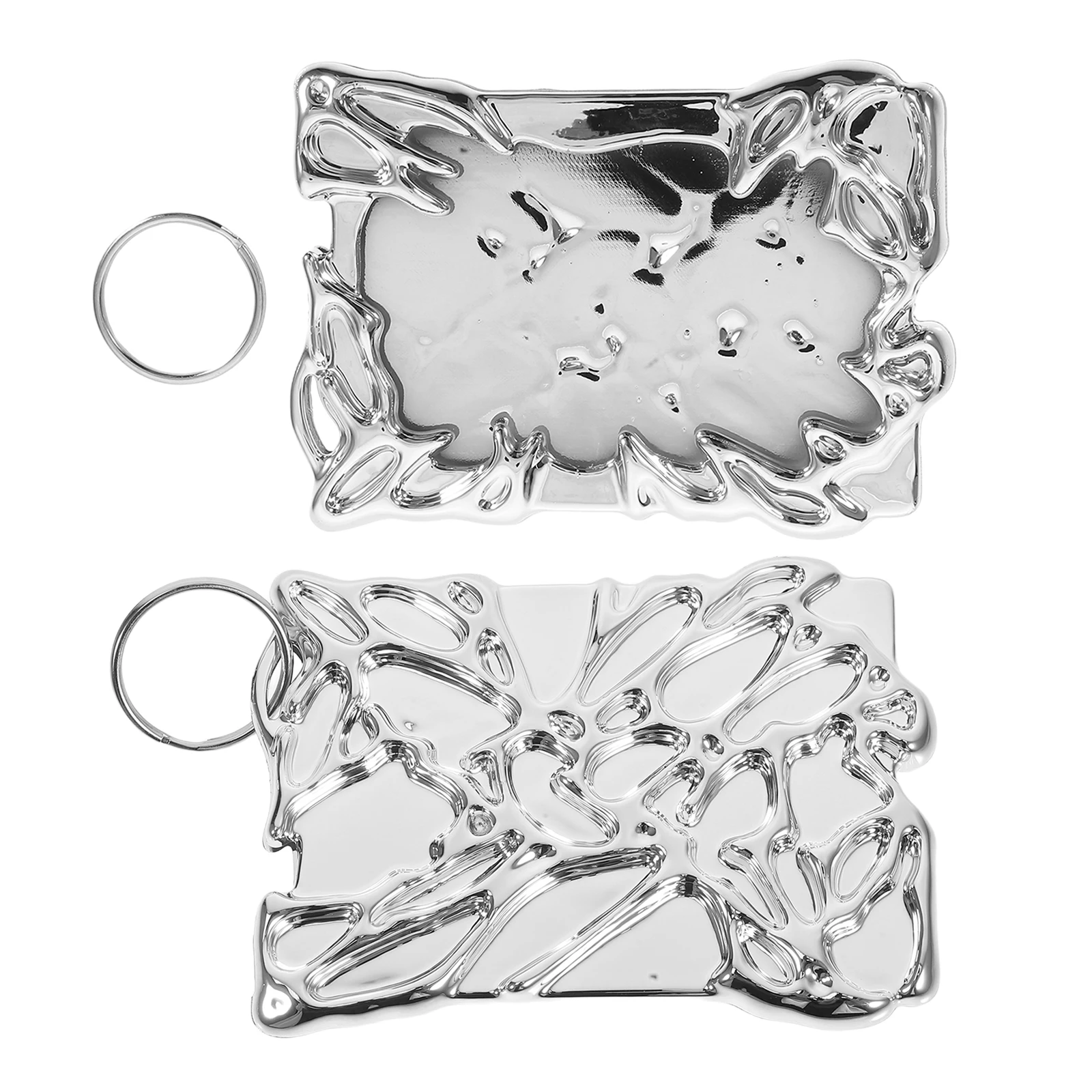 

2Pcs Irregular Electroplate Plastic Photocard Holder Photo Frame Keychain Mini Picture Holder Tiny Photo Frame