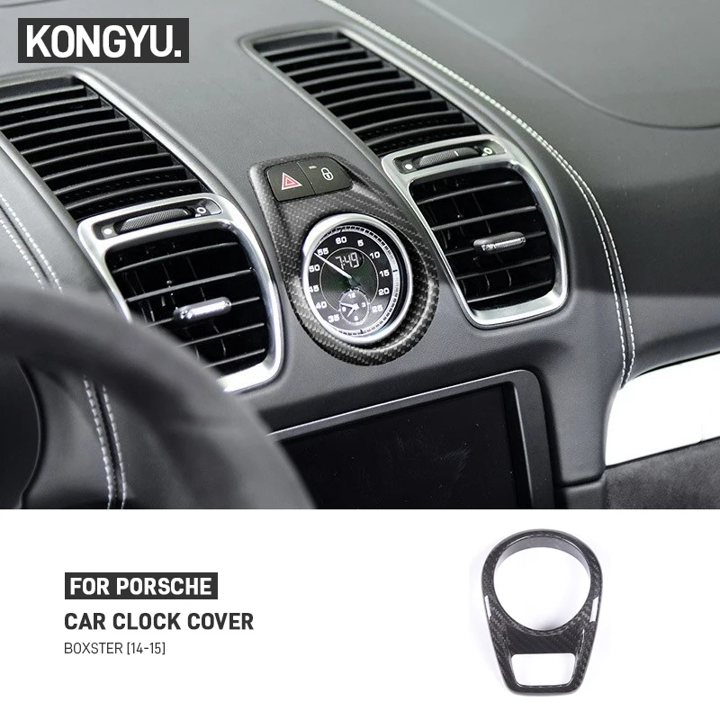 

Real Carbon Fiber Car Central Control Clock Trim Cover Decorative Sticker Car Interior Accessories For Porsche Boxster 2014-2015