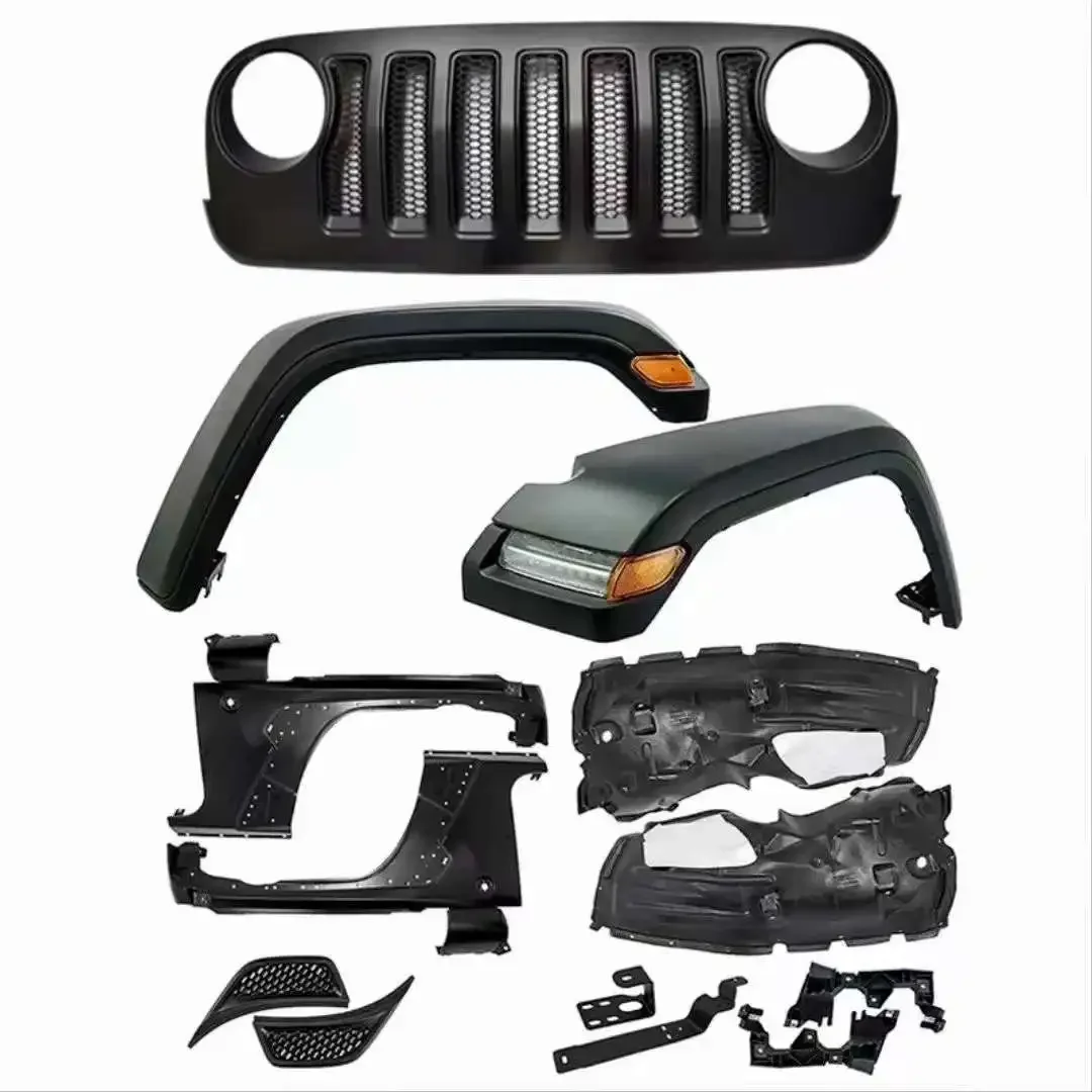 ling offroad car accessories upgrade old to new bodykit for Jeep Wrangler JK to JL style fender flare bumper hood lightscustom