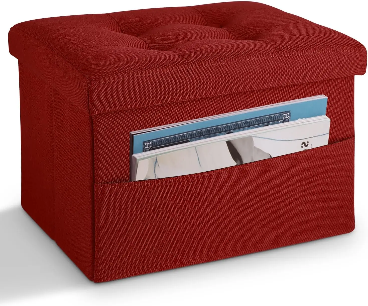 

Storage Ottoman Folding Foot Stool Foot Rest With Side Pocket Modern Ottoman With Storage Short Sofa Stool Linen Cloth